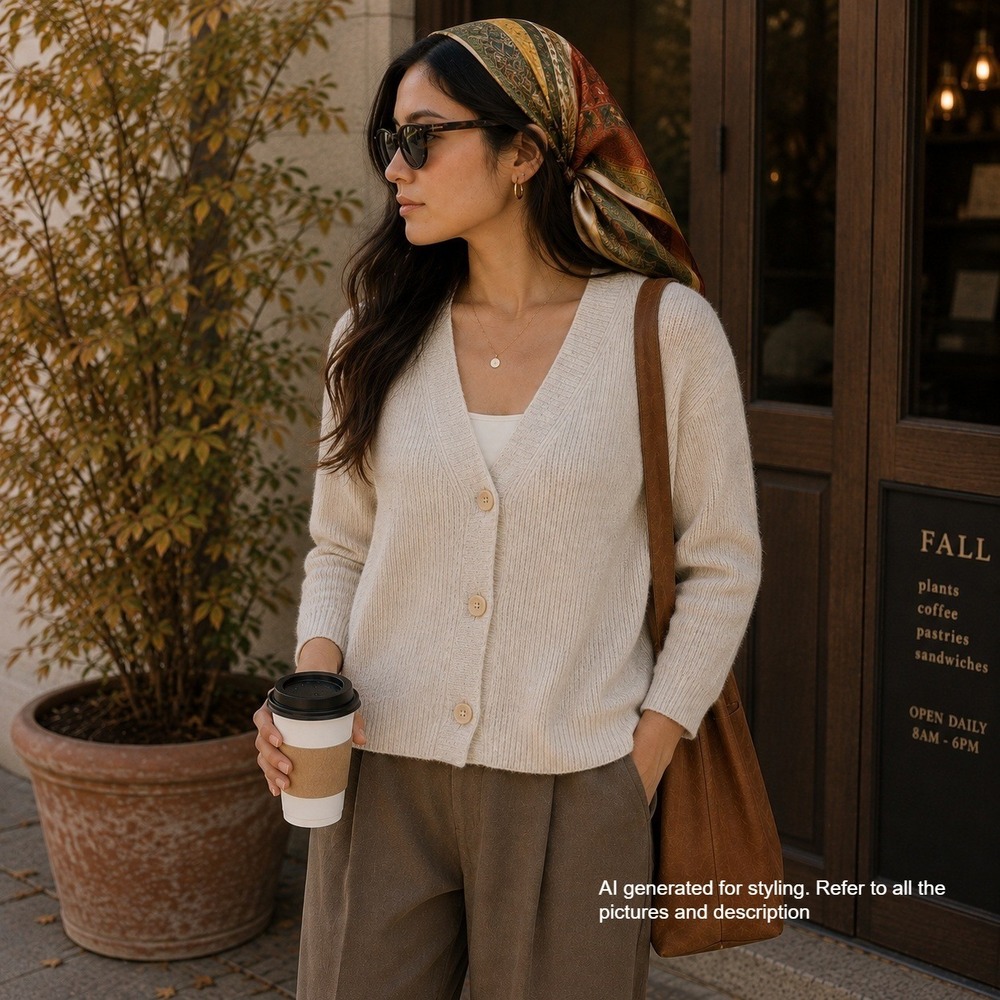 Quince 100% Mongolian Cashmere Ribbed V-Neck Cardigan Sweater Oatmeal XS